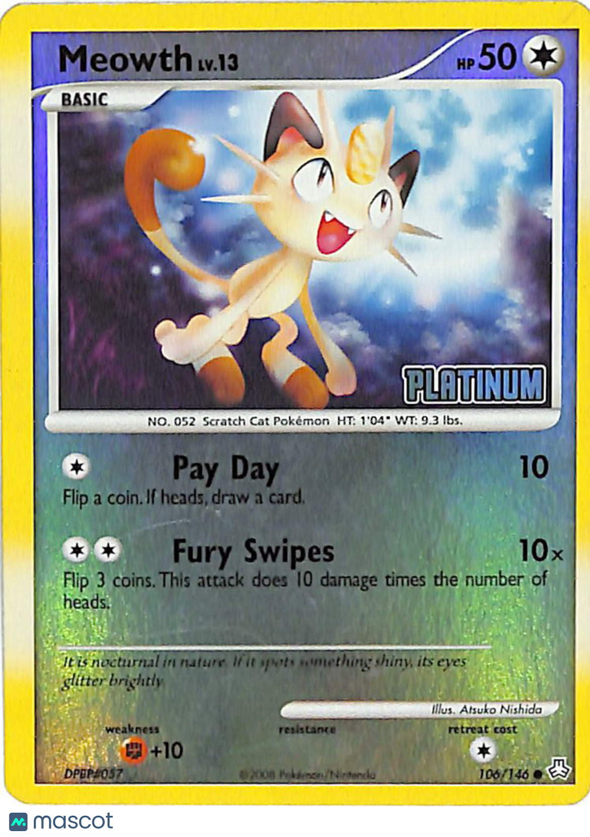 2013 Platinum Meowth Reverse Holo #106/146
