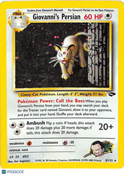 2000 Gym Challenge Giovanni's Persian Holo Rare #8/132
