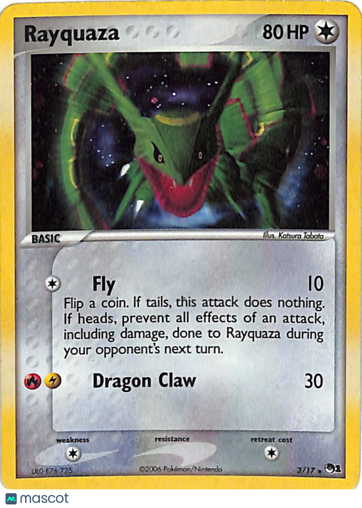 2006 EX Trainer Kit Rayquaza Rare #3/17 HP Cosmo Holo