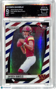 2024 Panini Prizm Jayden Daniels Red White Blue RC #347 Arena Club 9 Commanders