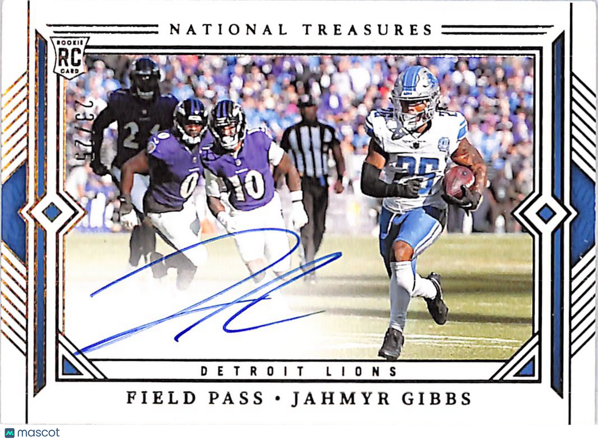 2024 National Treasures Field Pass Jahmyr Gibbs Auto /25 Rookie #FP-JG Lions