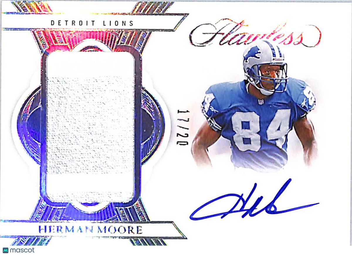 2025 Panini Flawless Football Herman Moore Auto Autograph /20 Patch PA-HME Lions