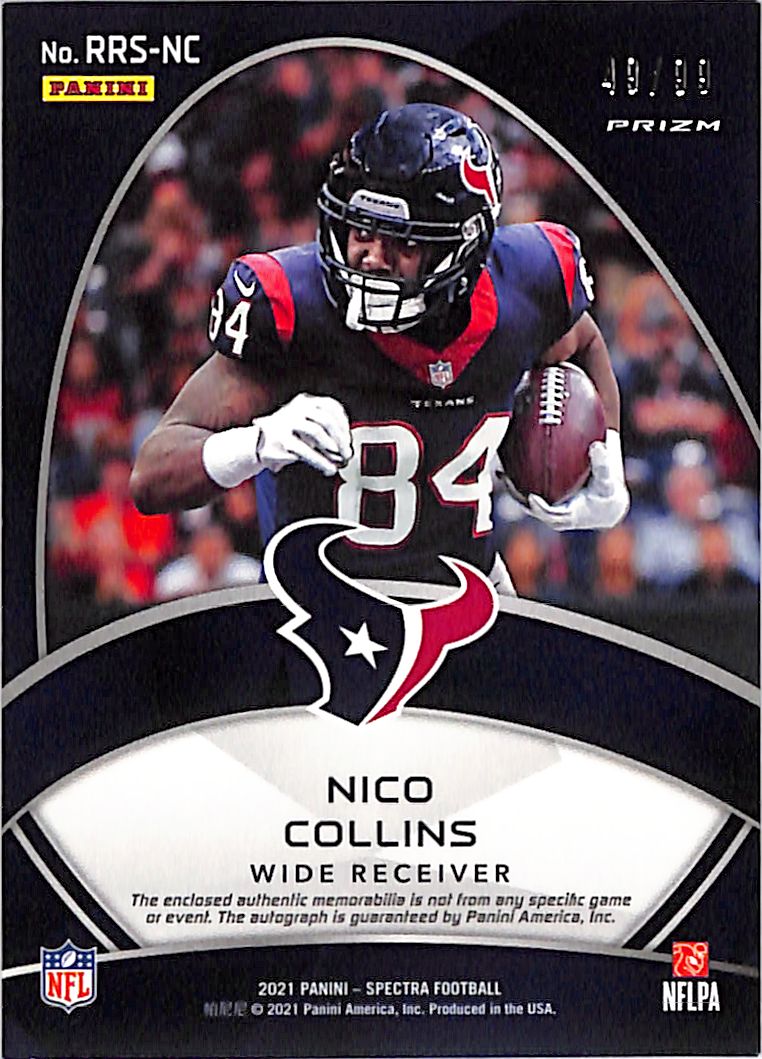 2021 Panini Spectra Nico Collins /99 Rookie Patch Auto #RRS-NC Texans