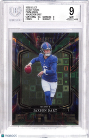 2026 Select Football Jaxson Dart Future Prizm Green /5 Rookie #19 BGS 9 Giants