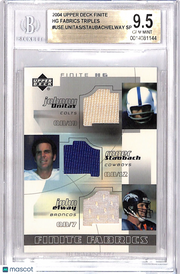 2004 Upper Deck Finite HG Fabrics Elway Unitas Staubach Triple Jersey BGS 9.5