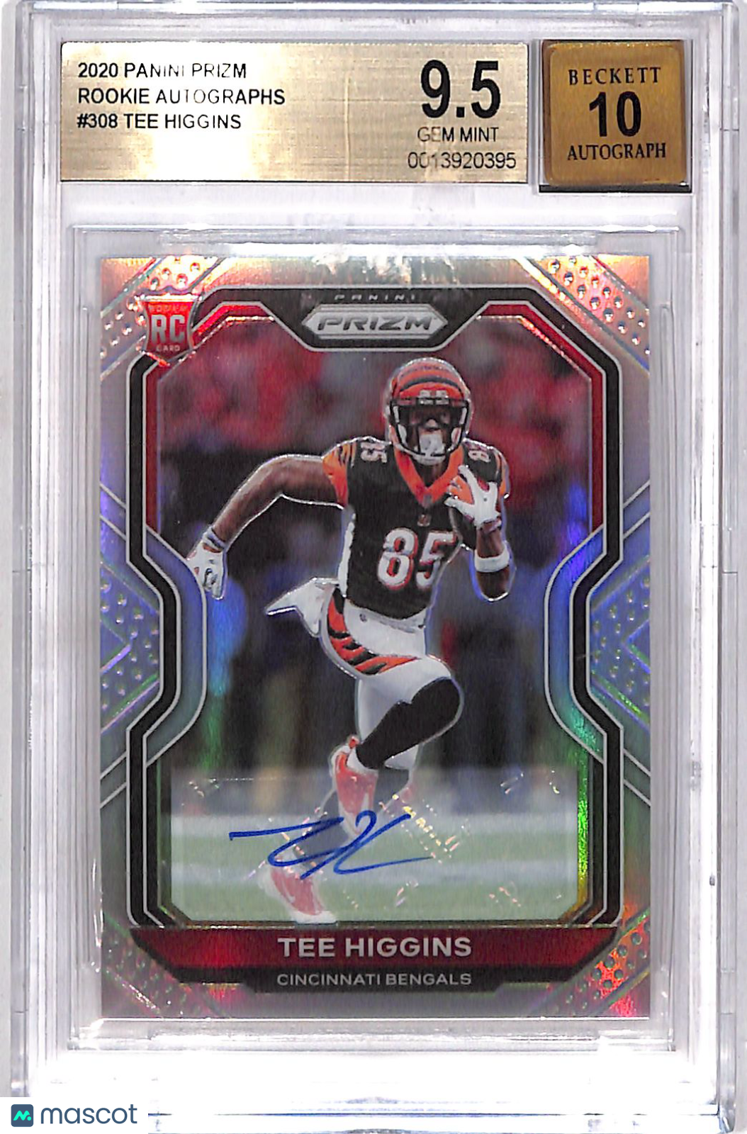 2020 Panini Prizm Tee Higgins Auto Autograph Rookie RC #308 BGS 9.5 Bengals