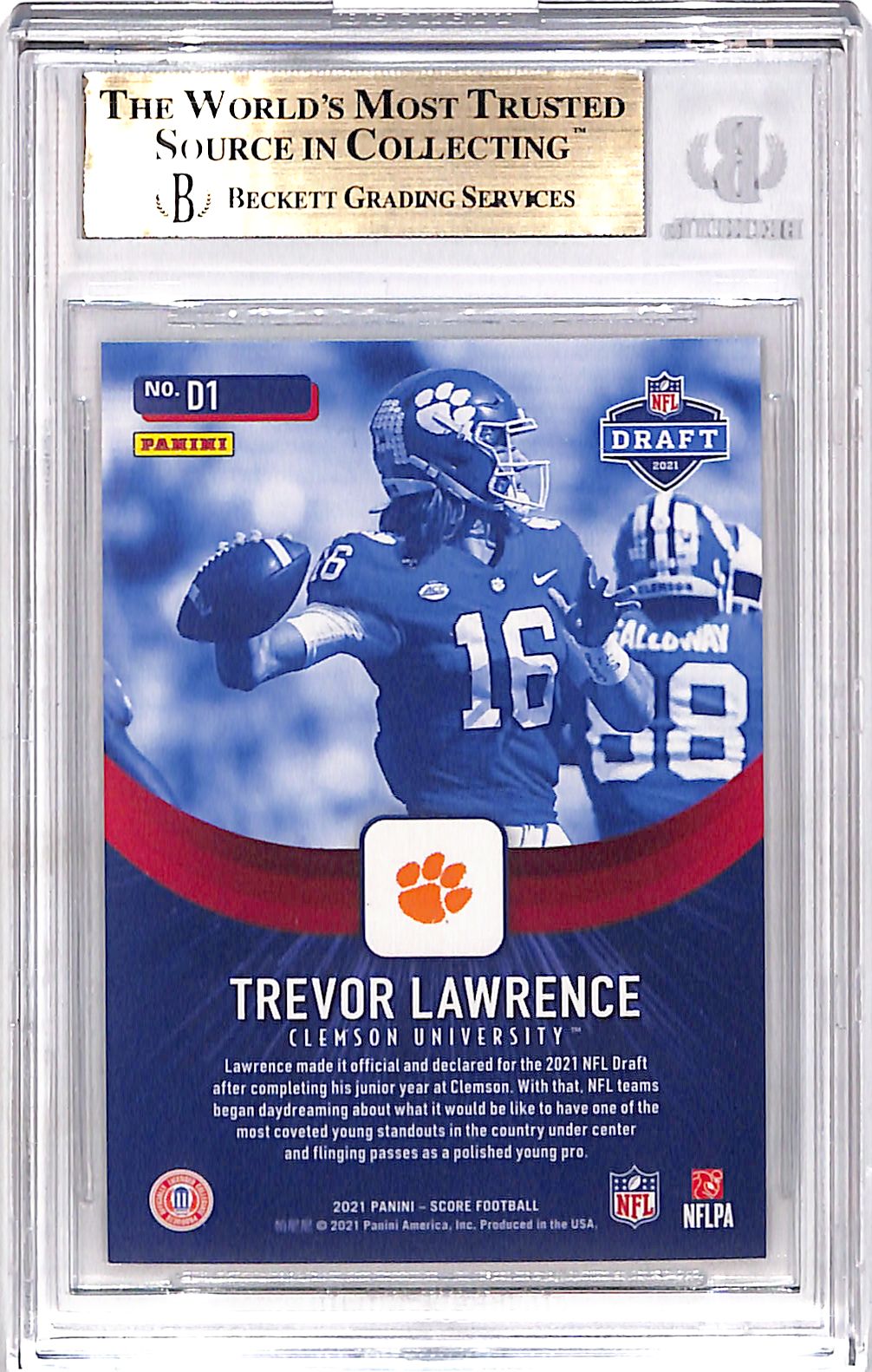 2021 Score NFL Draft Trevor Lawrence Red Zone /20 Rookie #D1 BGS 9.5 Clemson