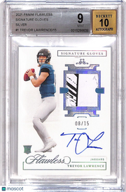 2022 Panini Flawless Signature Gloves Trevor Lawrence /15 Auto Rookie BGS 9