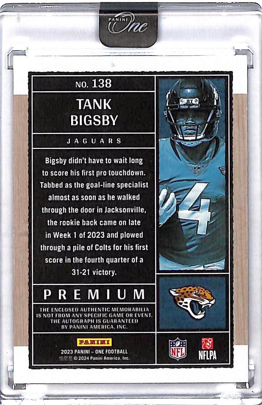 2023 Panini One Tank Bigsby Auto Autograph /99 Rookie Patch #138 Jaguars