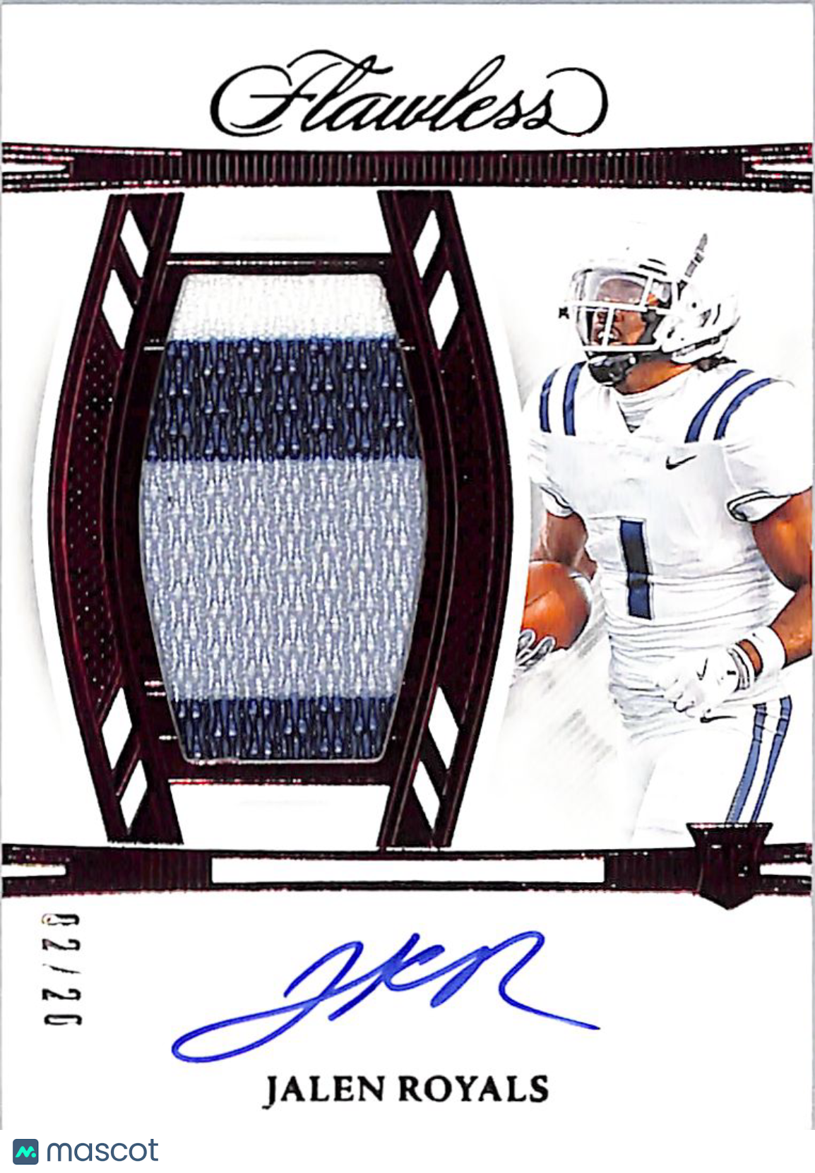2025 Flawless Collegiate Jalen Royals /20 Patch Auto RC #RPAV-JRS Utah State