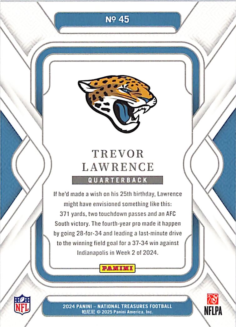 2024 Panini National Treasures Football Trevor Lawrence /35 Gold #45 Jaguars