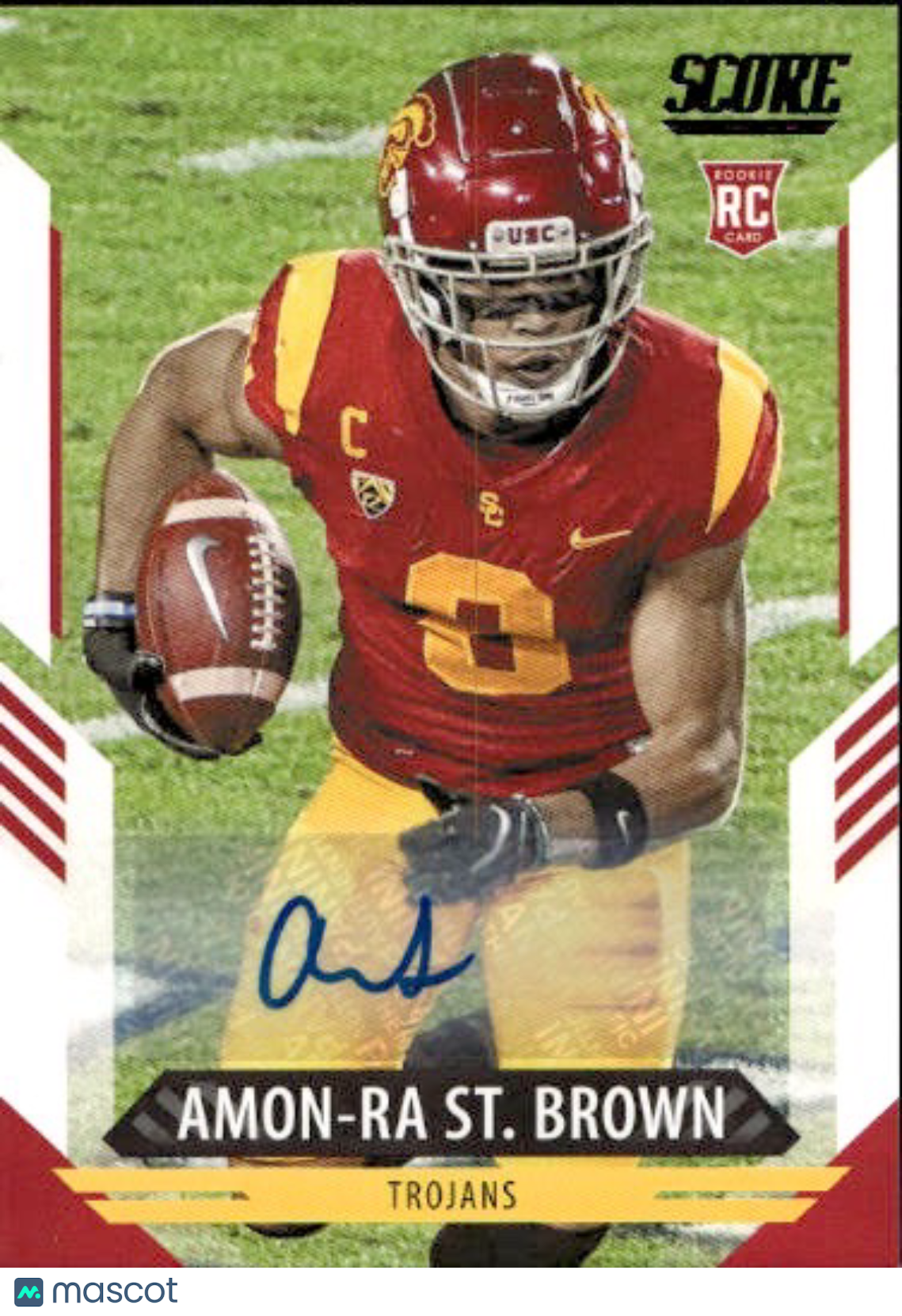 2021 Score Amon-Ra St. Brown Auto Autograph Rookie RC #330 USC Trojans