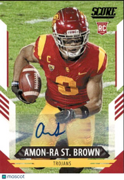 2021 Score Amon-Ra St. Brown Auto Autograph Rookie RC #330 USC Trojans