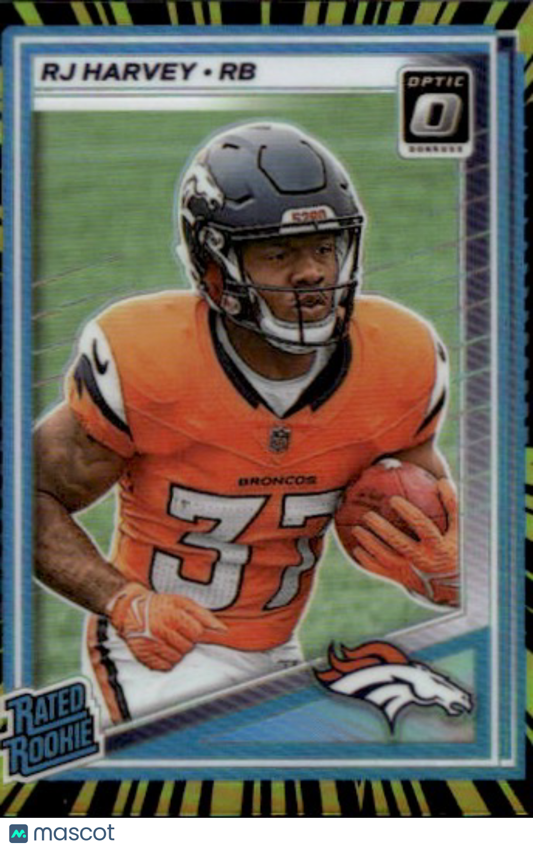 2025 Panini Donruss Optic RJ Harvey Electricity /75 Rookie #208 Denver Broncos