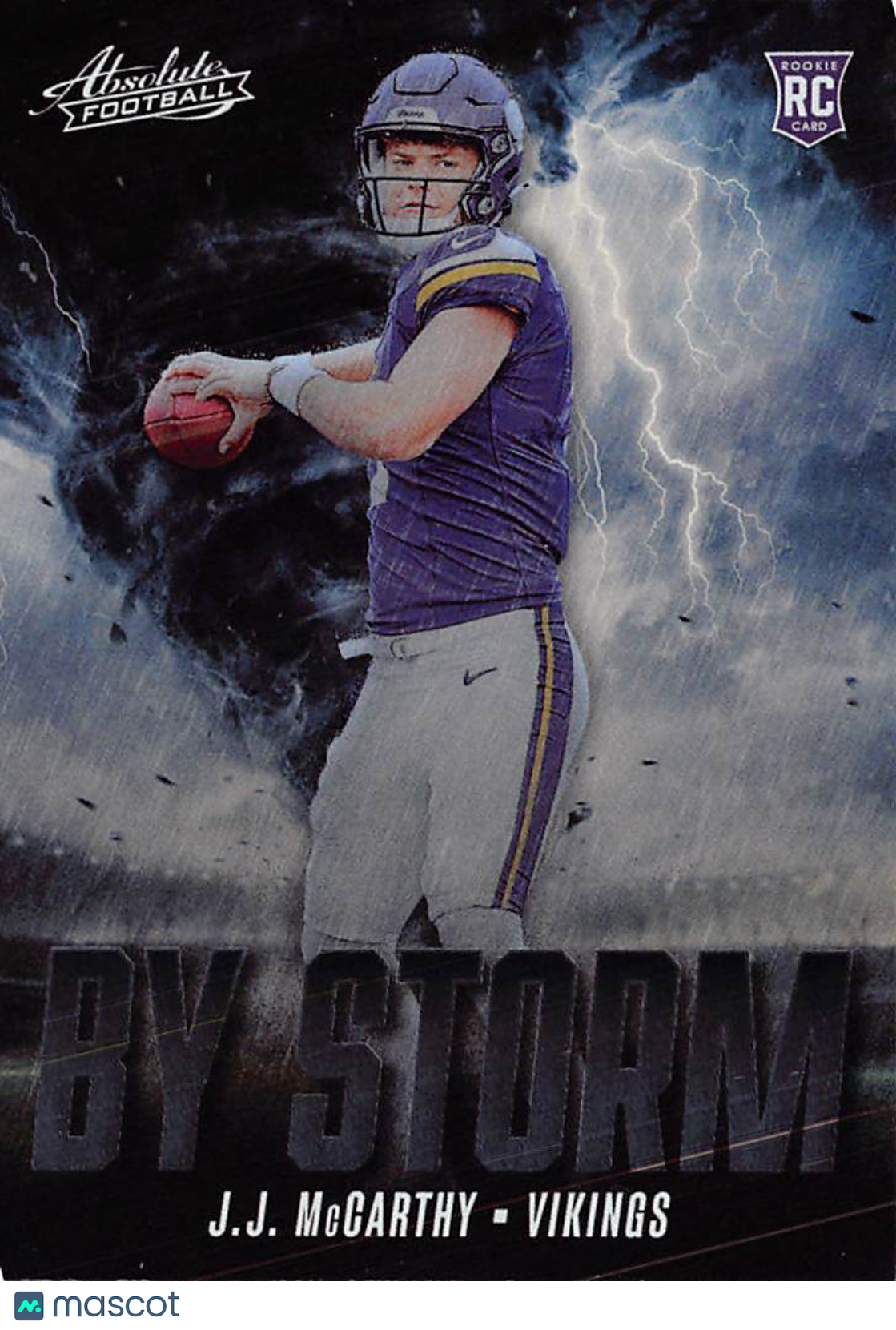 2024 Panini Absolute By Storm J.J. McCarthy Rookie RC #BS-JMY Minnesota Vikings