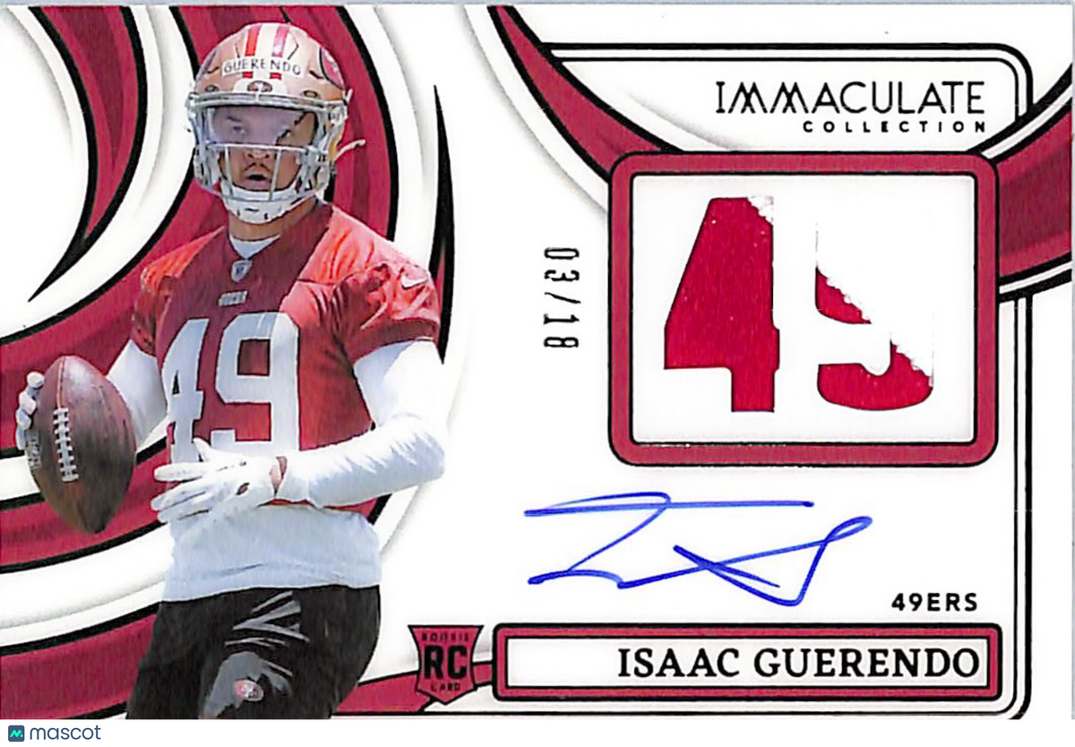 2024 Immaculate Collection Isaac Guerendo Rookie Patch Auto /18 #NRPA-IGO 49ers