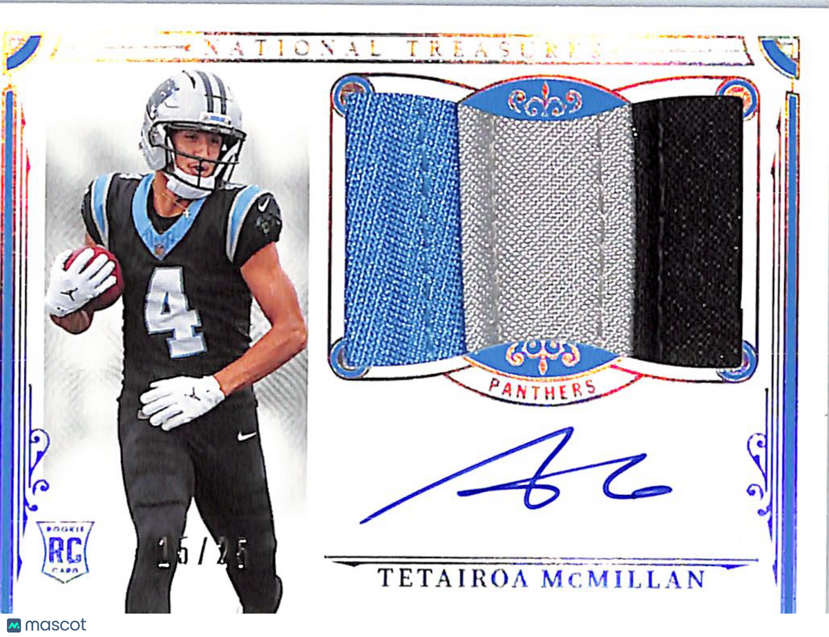 2025 National Treasures Tetairoa McMillan /25 Rookie Patch Auto #158 Panthers