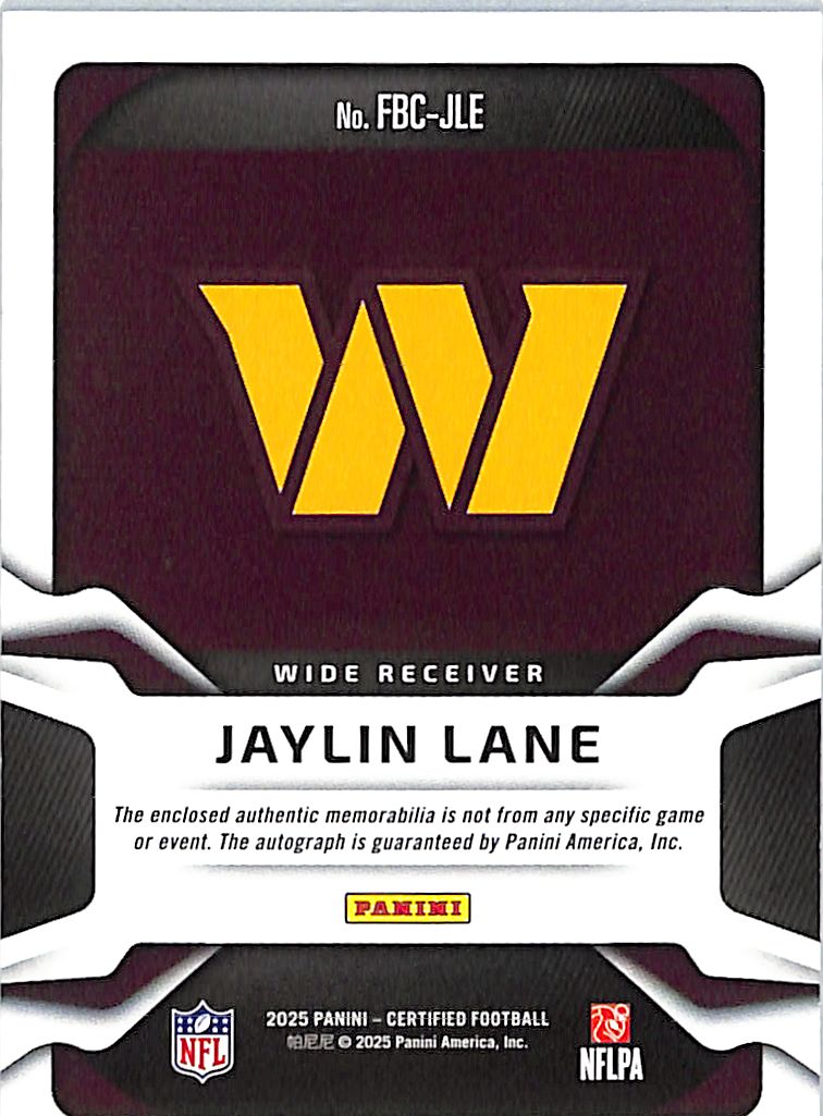 2025 Certified Jaylin Lane Rookie Patch Autograph /199 Freshman Fabric #FBC-JLE