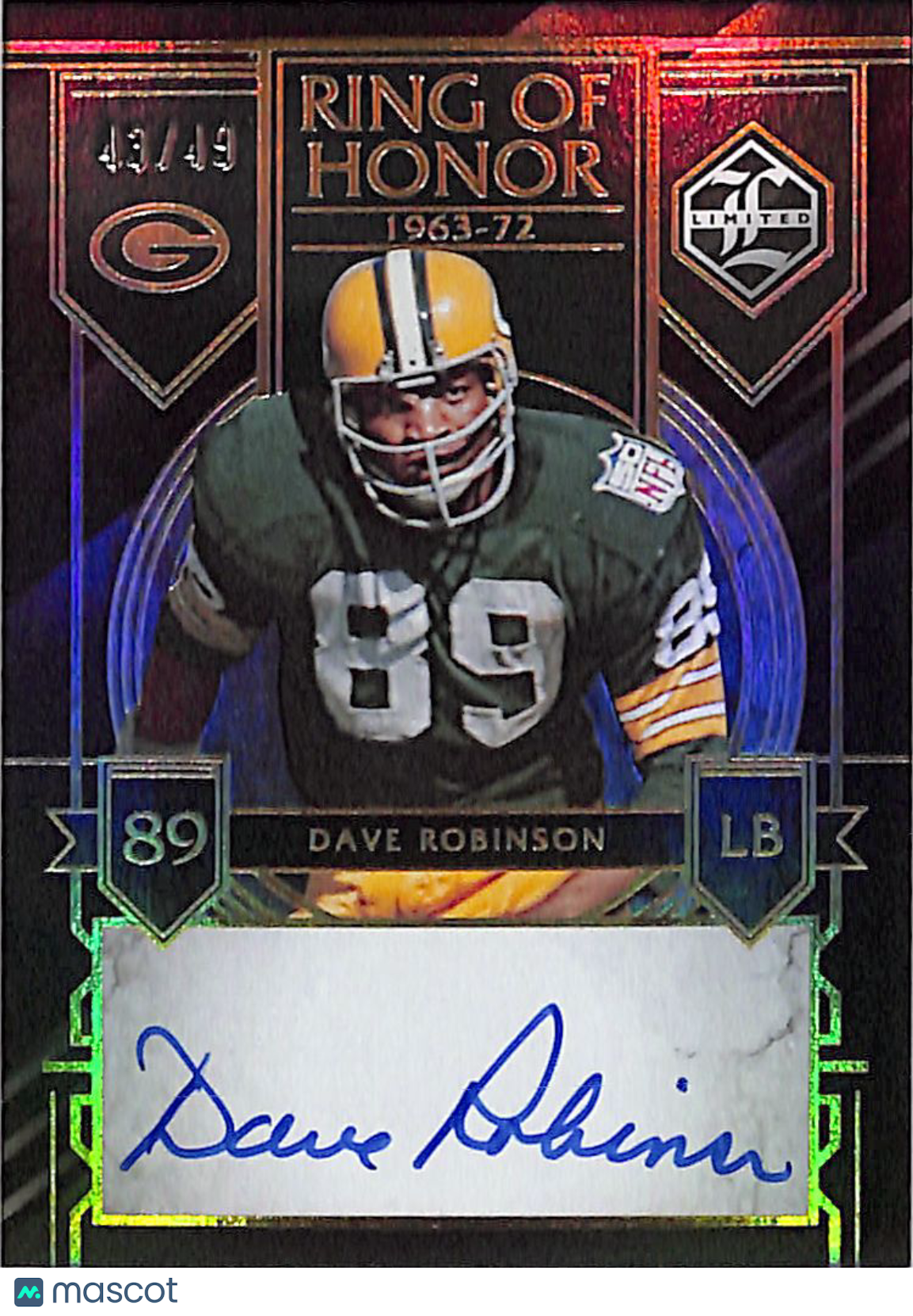2023 Panini Limited Ring of Honor Dave Robinson Autograph /49 #ROH-DRO Packers