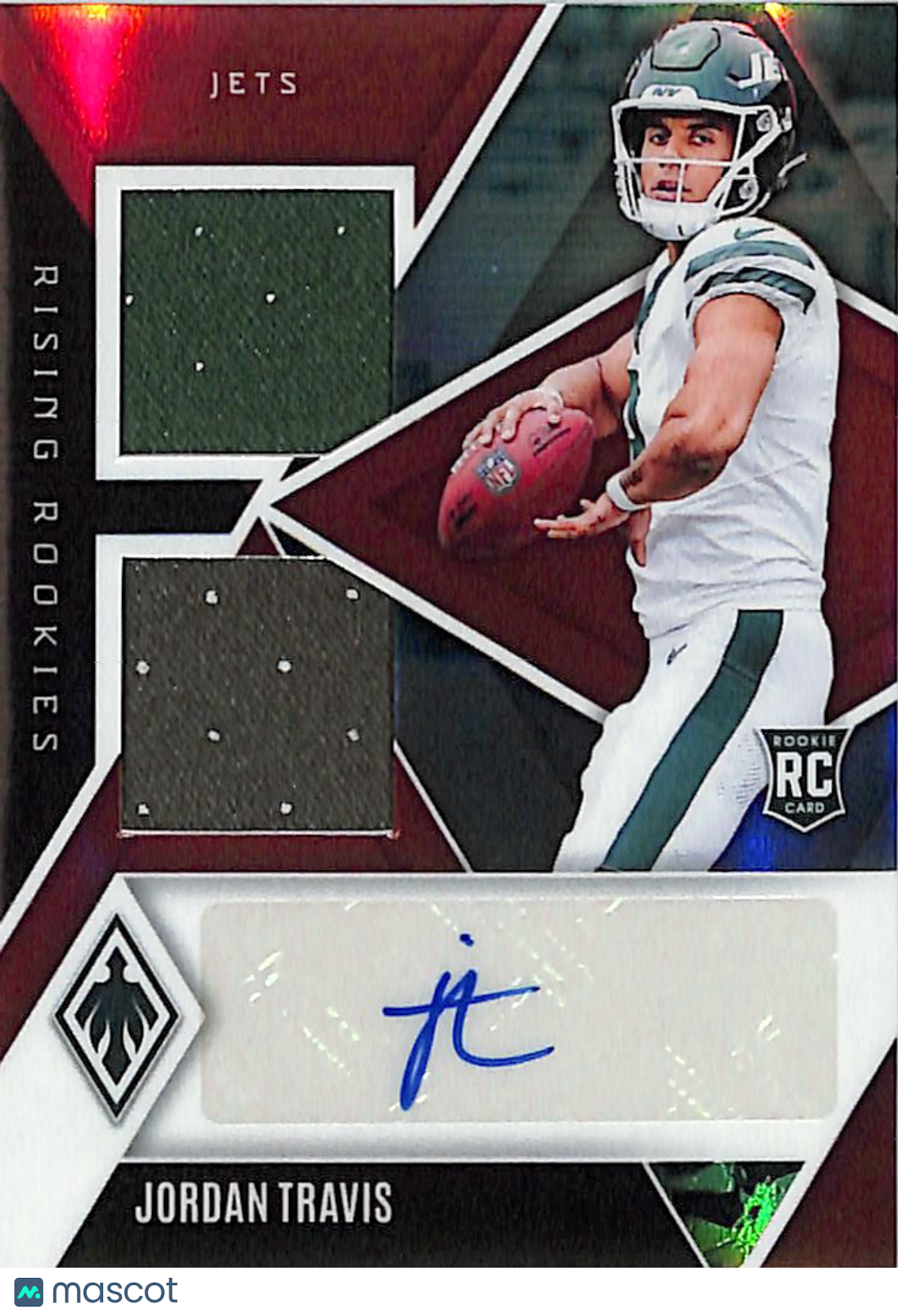 2024 Phoenix Jordan Travis Rookie Patch Autograph Red /99 RC #RRDP-JTS Jets