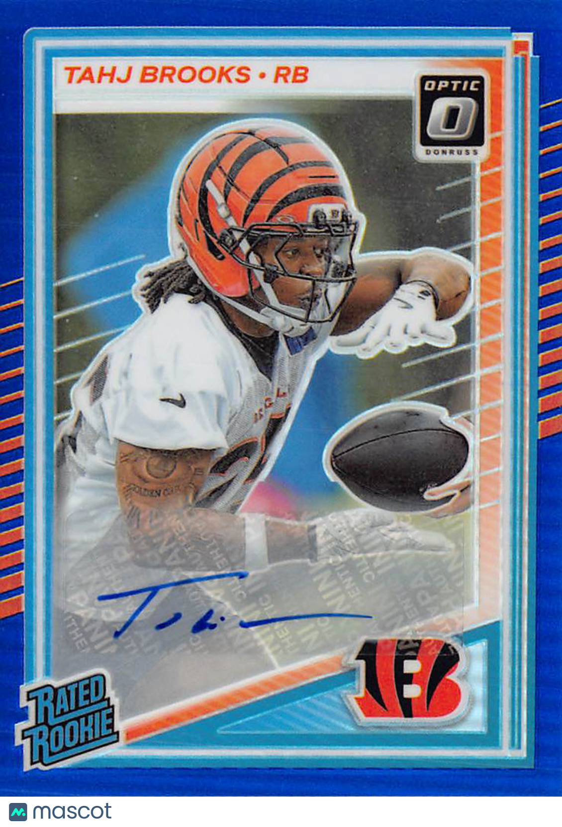 2025 Panini Donruss Optic Tahj Brooks Blue Autograph /149 Rookie #268 Bengals