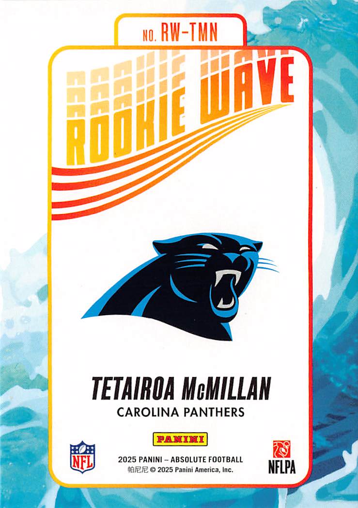 2025 Panini Absolute Football Rookie Wave Tetairoa McMillan RC #RW-TMN Panthers