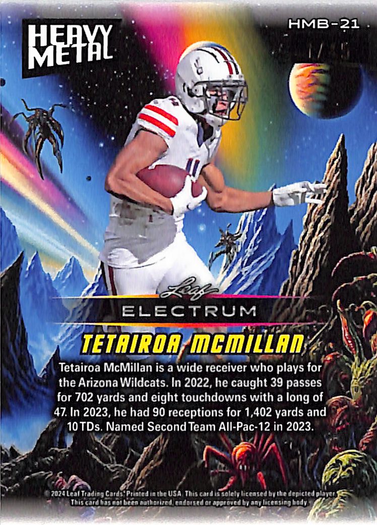 2024 Leaf Electrum Heavy Metal Tetairoa McMillan /45 Rookie #HMB-21 Arizona