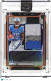 2023 Panini One Jahmyr Gibbs Rookie Patch Autograph /49 #132 Detroit Lions
