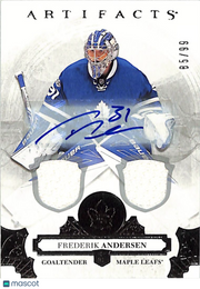 2017-18 Upper Deck Artifacts Frederik Andersen /99 Jersey Auto #50 Maple Leafs