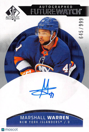 2025-26 SP Authentic Marshall Warren Future Watch Auto /999 Rookie #MW Islanders