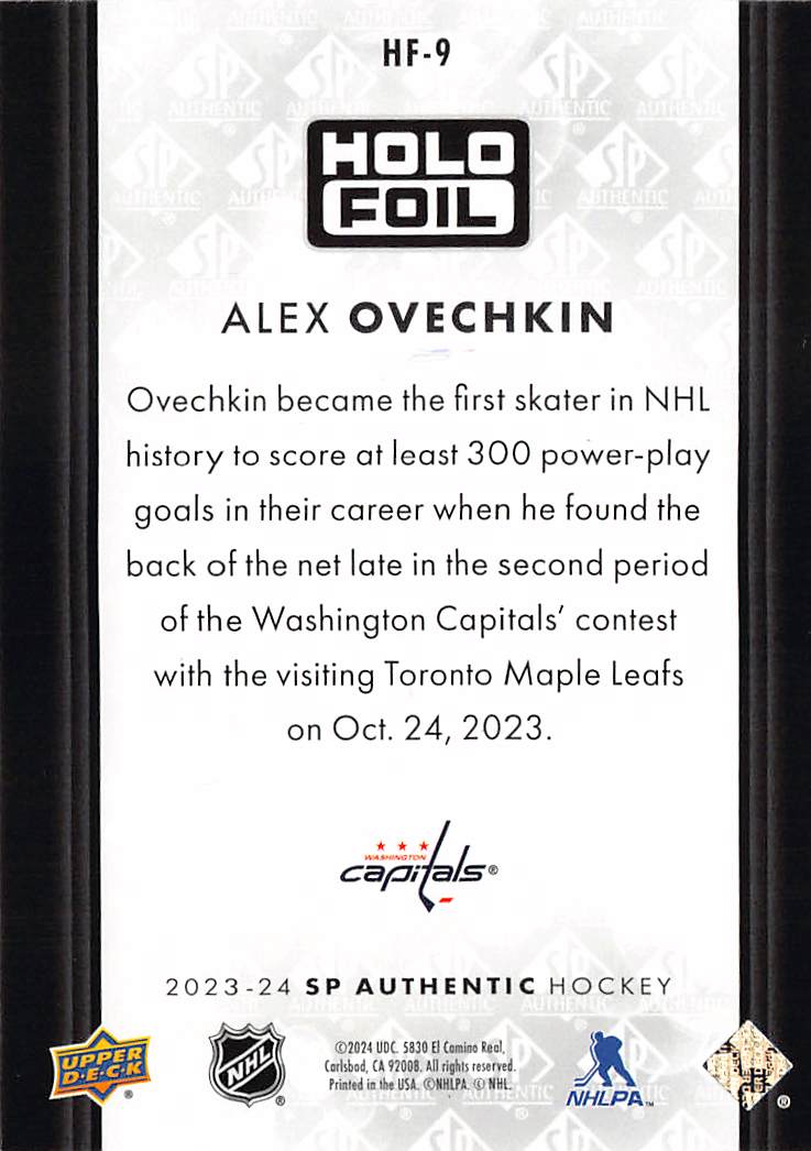 2023-24 Upper Deck SP Authentic Holo Foil Alex Ovechkin #HF-9 Capitals