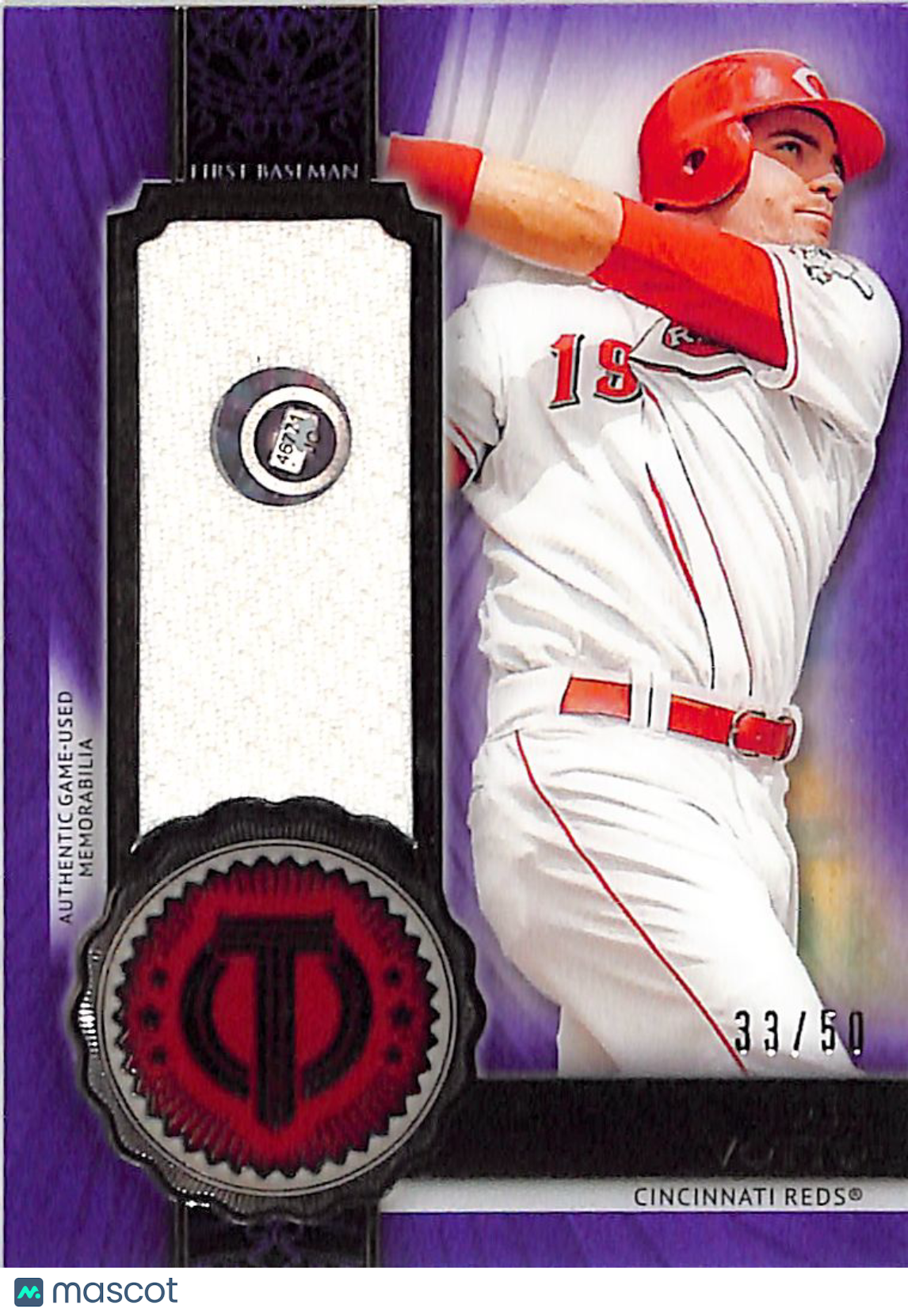 2017 Topps Tribute Joey Votto Purple /50 Relic Patch #SOA-JV Cincinnati Reds
