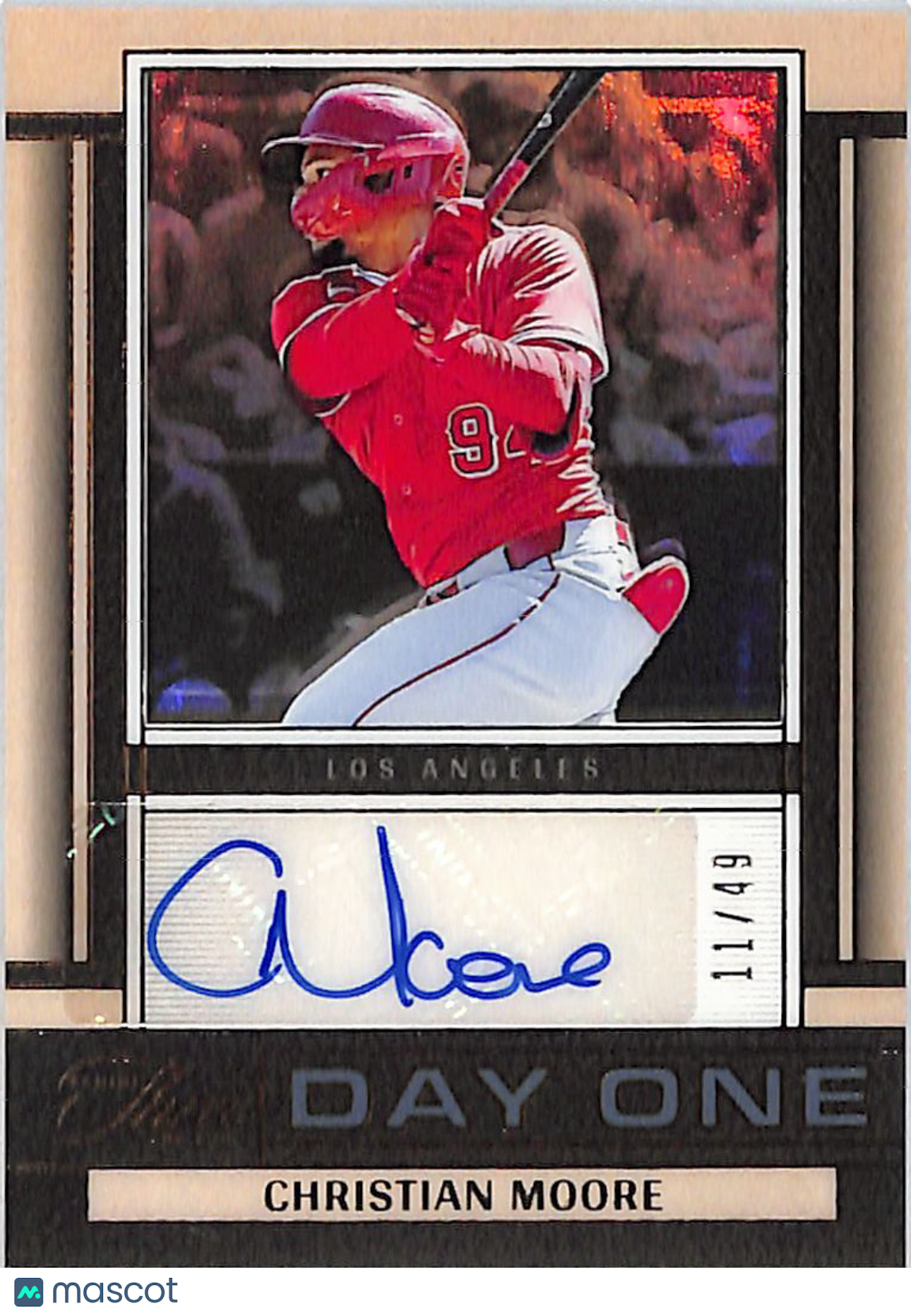 2025 Panini Three and Two Christian Moore Day One Rookie Auto /49 DOA-CMR Angels