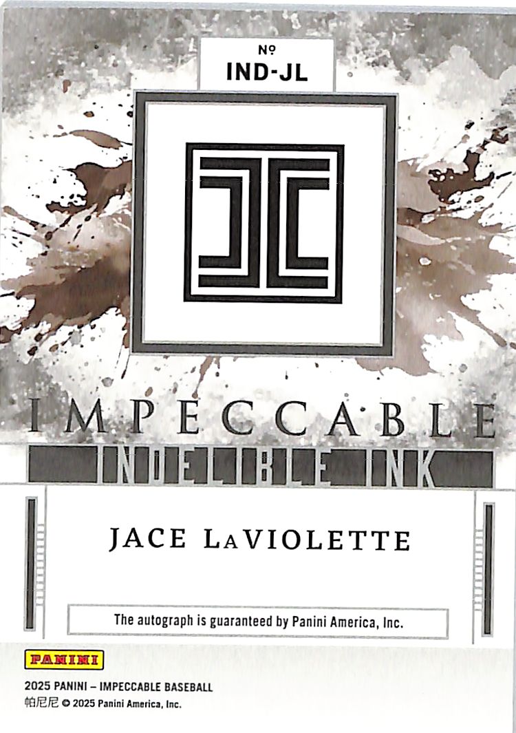 2025 Panini Impeccable Baseball Jace LaViolette Indelible Ink /99 Rookie #IND-JL