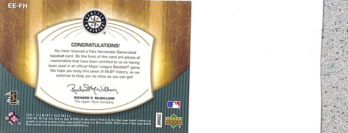 2007 Upper Deck Elements Felix Hernandez Dual Memorabilia #EE-FH Mariners