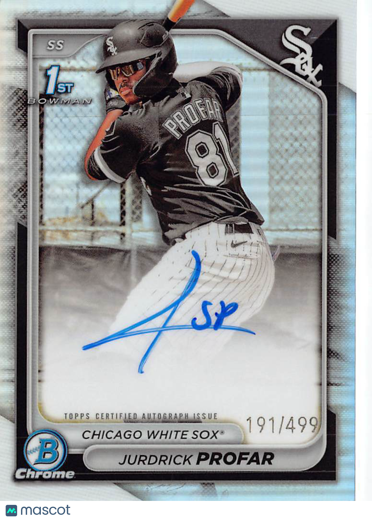 2024 Bowman Chrome Jurdrick Profar Refractor Auto /499 Rookie #CPA-JPR White Sox