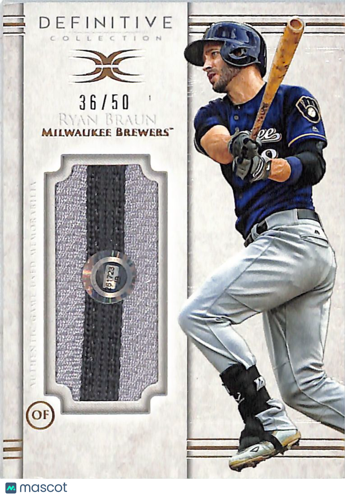 2017 Topps Definitive Collection Ryan Braun /50 Jumbo Patch #DJRC-RB Brewers