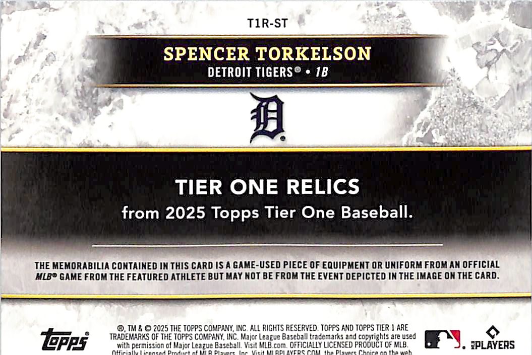 2025 Topps Tier One Spencer Torkelson /149 Relic Game-Used Patch #T1R-ST Tigers
