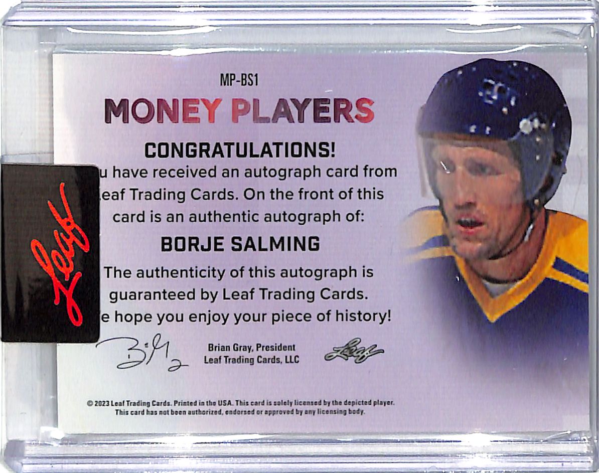 2023 Leaf Ultimate Hockey Money Players Börje Salming Auto Autograph /5 #MP-BS1