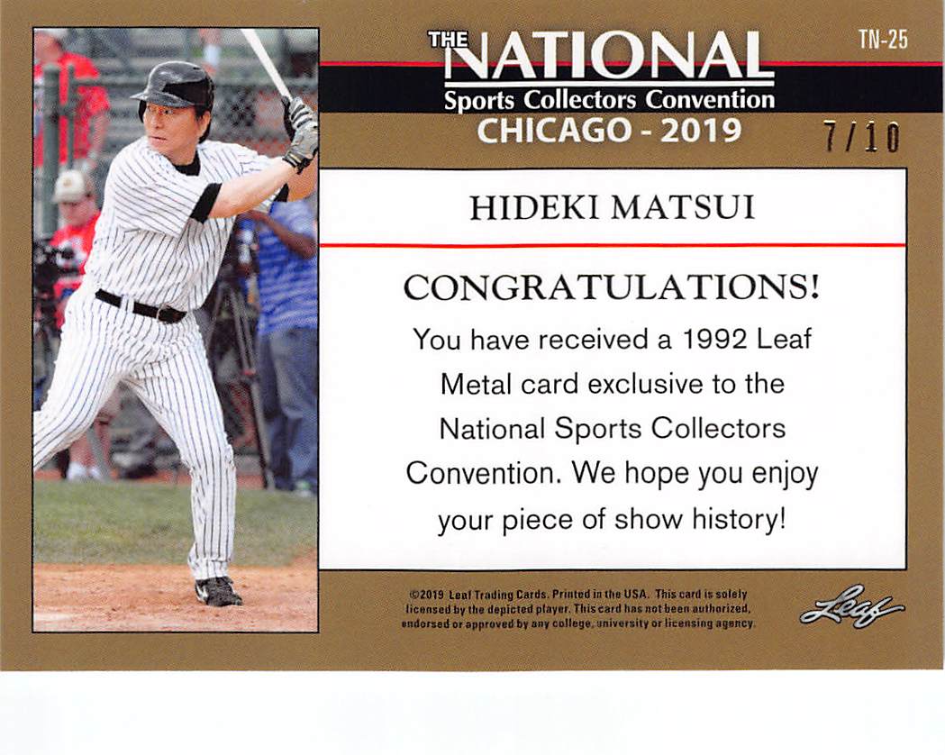 2019 Leaf Metal National Sports Convention Hideki Matsui Blue /10 #TN-25 Yankees