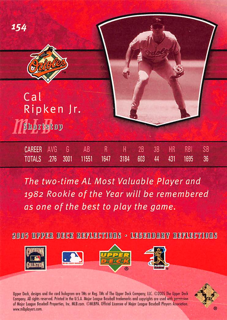 2005 Upper Deck Reflections Legendary Reflections Cal Ripken Jr. Red /99 #154