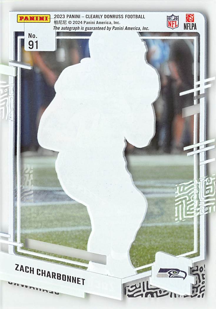2023 Panini Clearly Donruss Zach Charbonnet Rookie Autograph #91 Seahawks