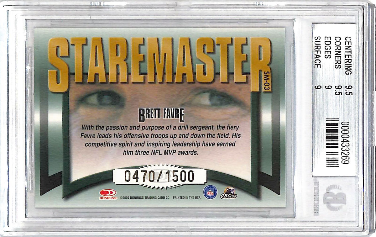 2000 Donruss Preferred Staremasters Brett Favre Graded Series /550 #SM-03 BGS 9 Green Bay Packers