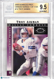 2000 Donruss Preferred QBC Troy Aikman Graded Series /1125 #74 BGS 9.5 Dallas Cowboys
