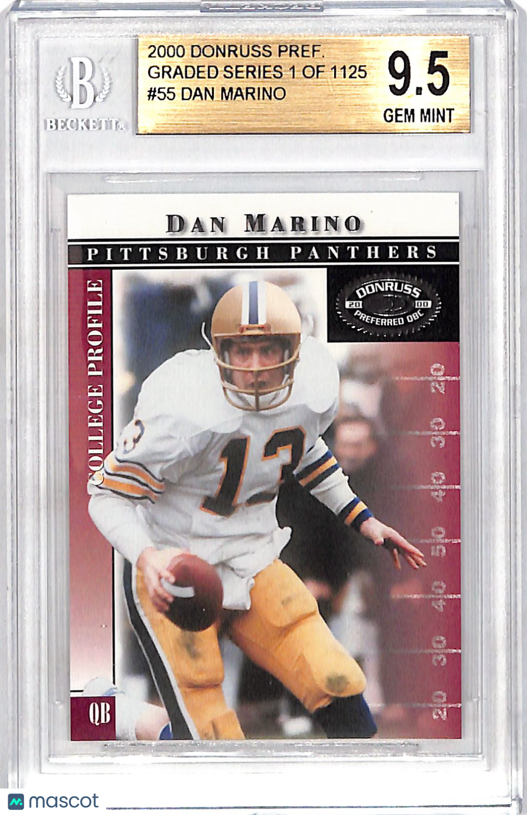 2000 Donruss Preferred QBC Dan Marino Graded Series /1125 #55 BGS 9.5 Pittsburgh Panthers