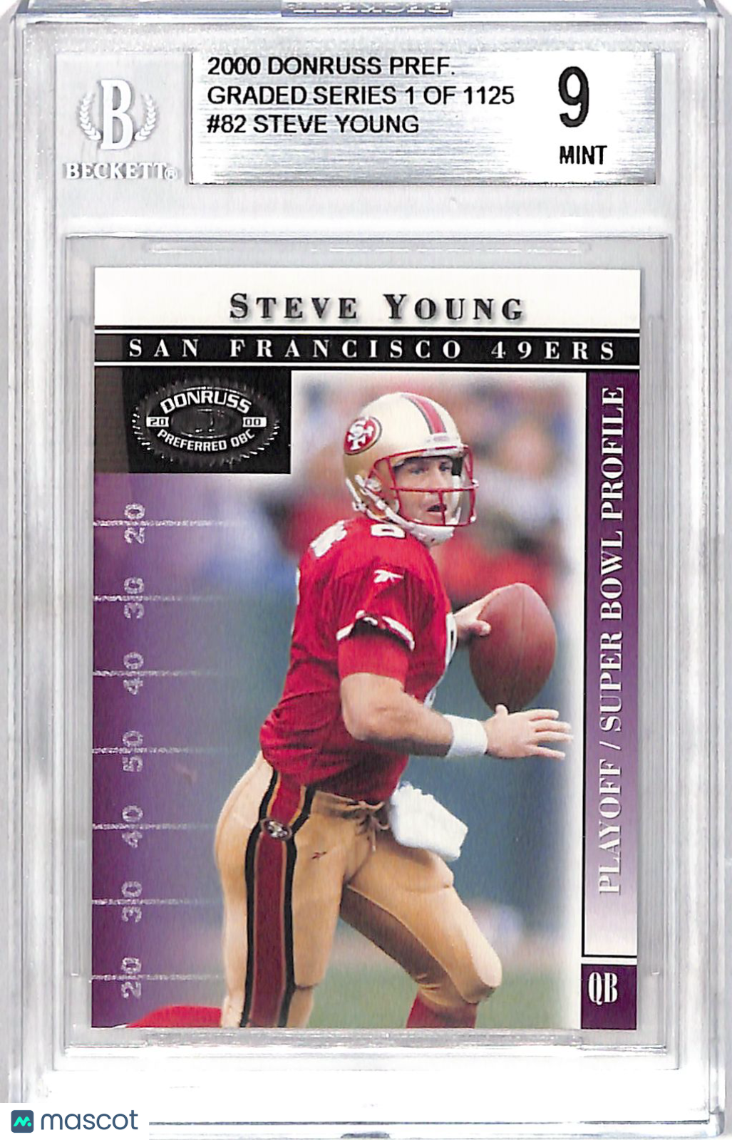 2000 Donruss Preferred QBC Steve Young Graded Series /1125 #82 BGS 9 San Francisco 49ers