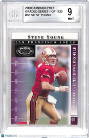 2000 Donruss Preferred QBC Steve Young Graded Series /1125 #82 BGS 9 San Francisco 49ers