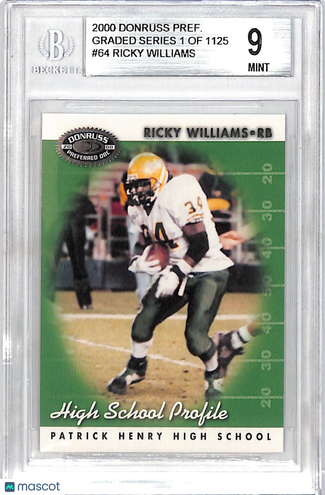 2000 Donruss Preferred Ricky Williams Graded Series /1125 #64 BGS 9
