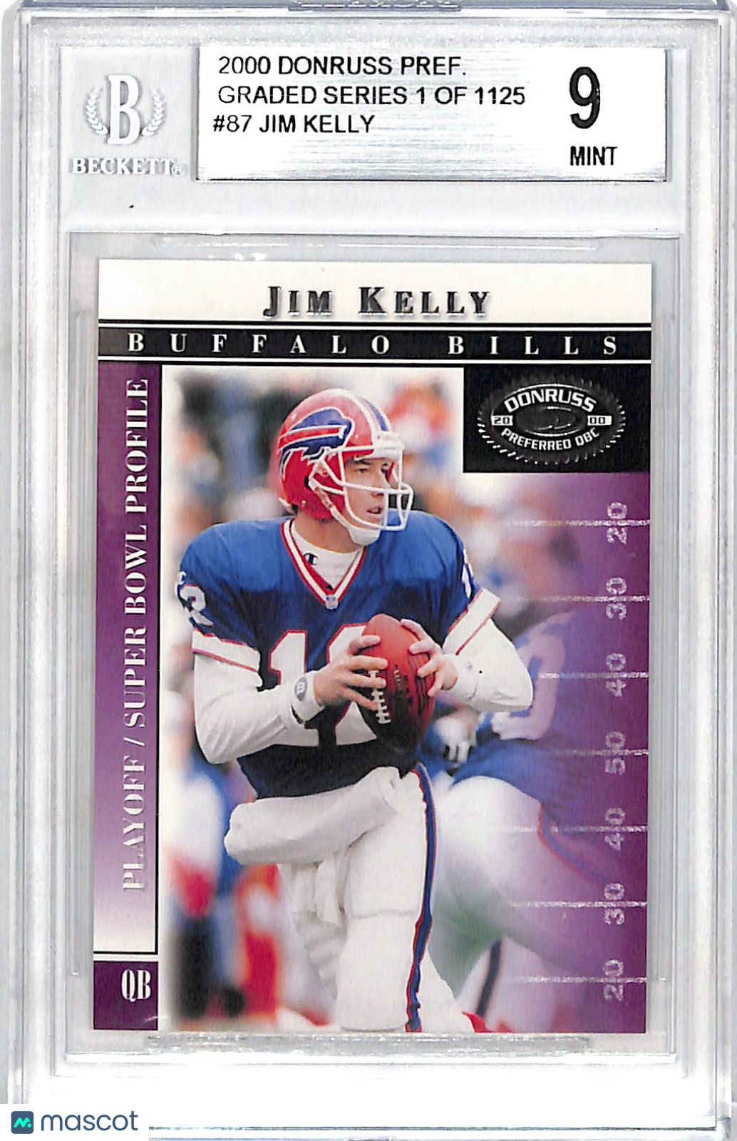 2000 Donruss Preferred QBC Jim Kelly Graded Series /1125 #87 BGS 9 Buffalo Bills