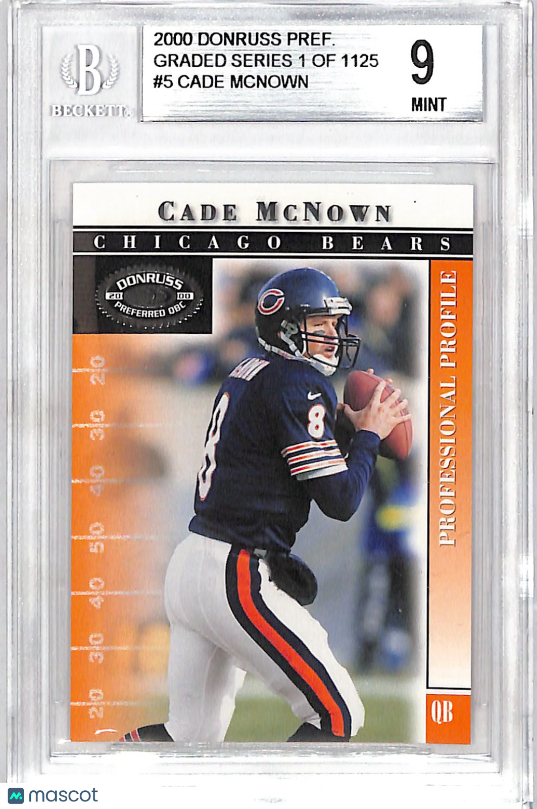 2000 Donruss Preferred Cade McNown Graded Series /1125 #5 BGS 9 Chicago Bears